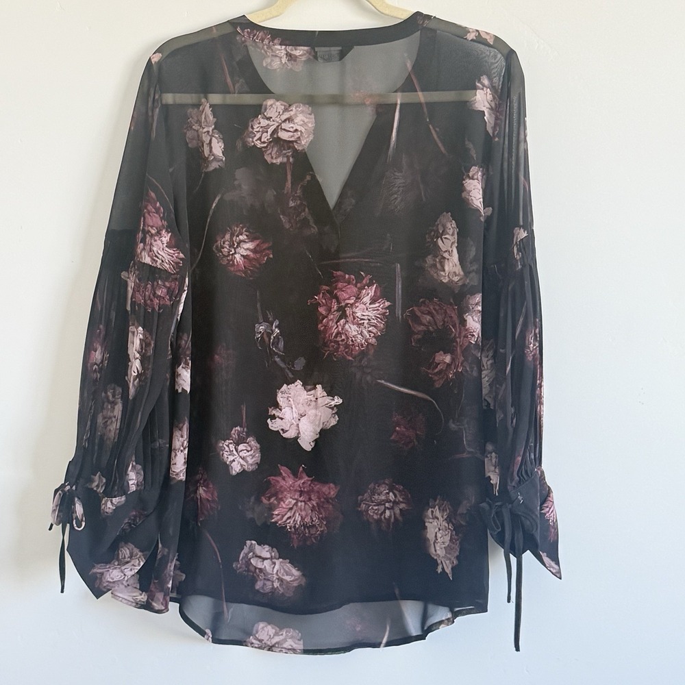 Simply Vera Vera Wang Womens Black Floral Blouse Top XL Dark Romantic Fairy Goth